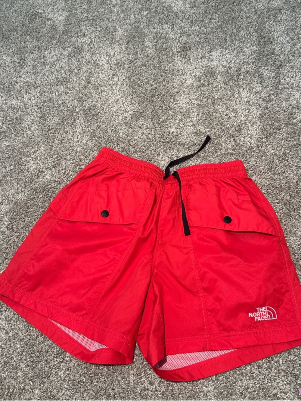 The North Face Bright Red women’s Athletic Shorts with Drawcord
